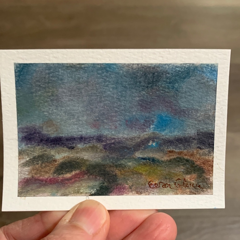 ACEO Original Abstract Landscape Pastel Art - Multicolor by Eera Glenn